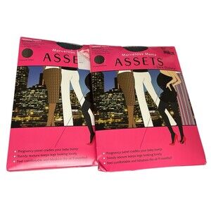2 NWT ASSETS Spanx Marvelous Mama Maternity Tights Sz 4 Opaque Stripe Black